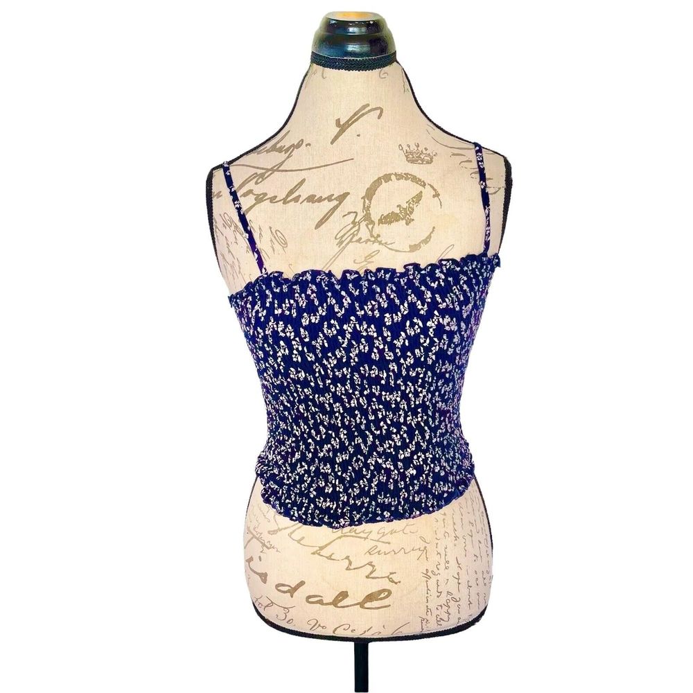 Y2K J. Galt Womens Top Sz Small Cropped Boho Smocked Festival Gypsy Floral 90's